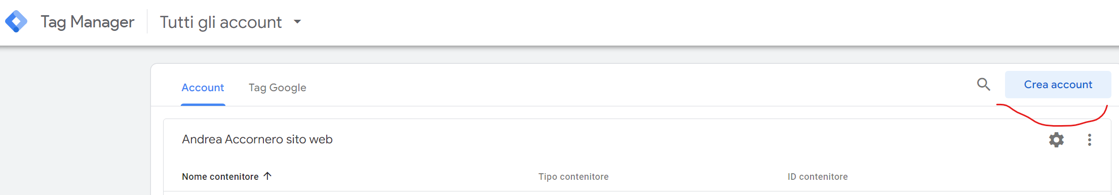 creare account su gtm